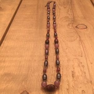 Vintage Purple Resin and Glass Bead Necklace